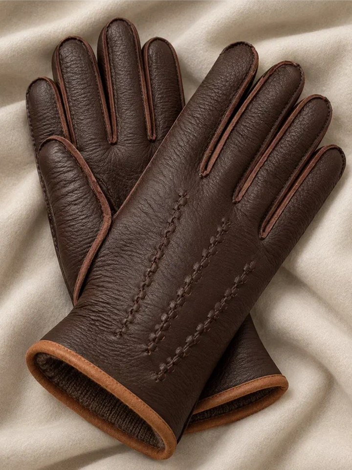 Перчатки мужские кожаные коричневые