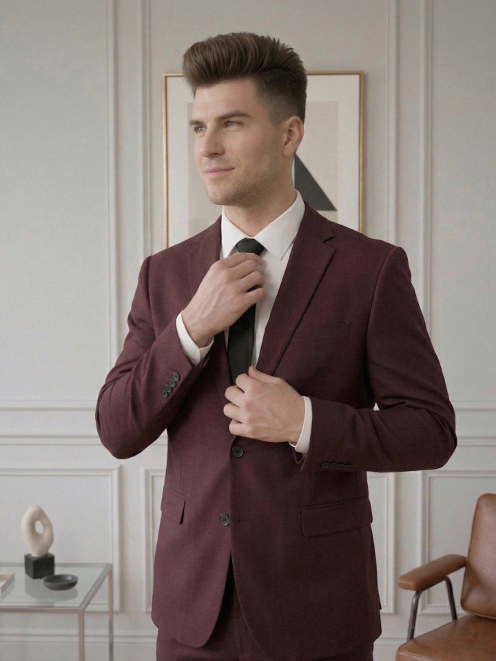 Костюм мужской двойка бордовый Branden 2